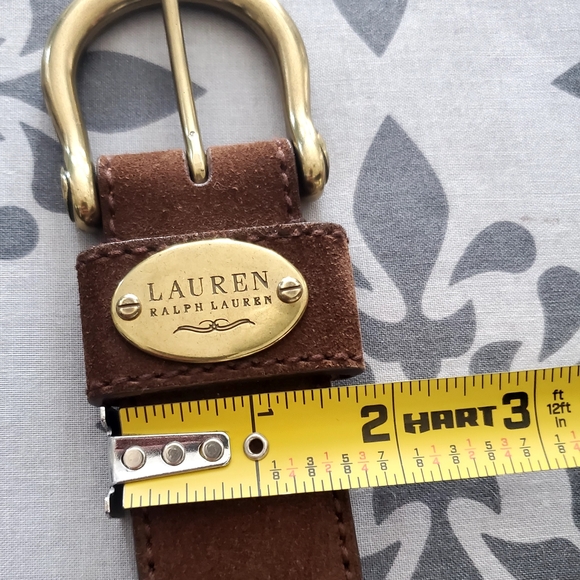 Lauren Ralph Lauren Brown Italian Leather Suede Belt with Gold Hardware main image 9